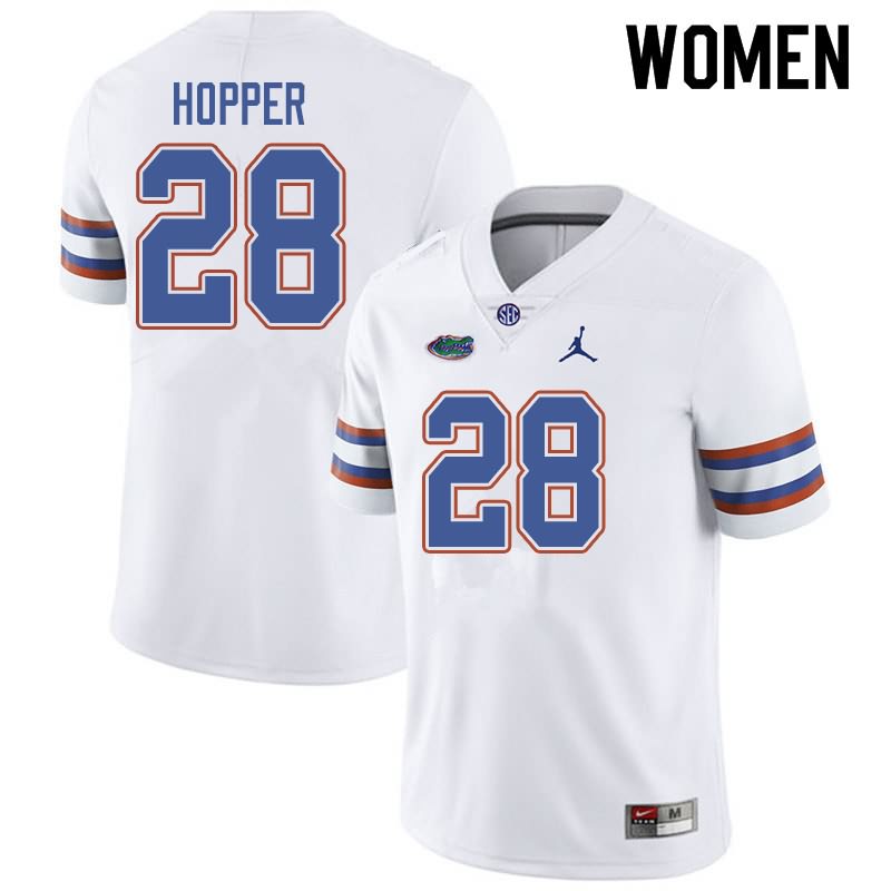 Women's NCAA Florida Gators Ty'Ron Hopper #28 Stitched Authentic Jordan Brand White College Football Jersey DDV1565YN